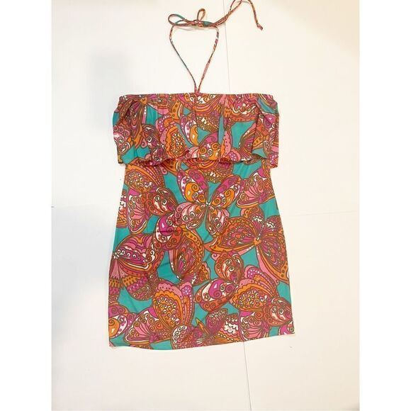 NWT TRINA TURK Ruffle Halter Jersey Dress Butterfly Parocela $138 Size M - Picture 4 of 6